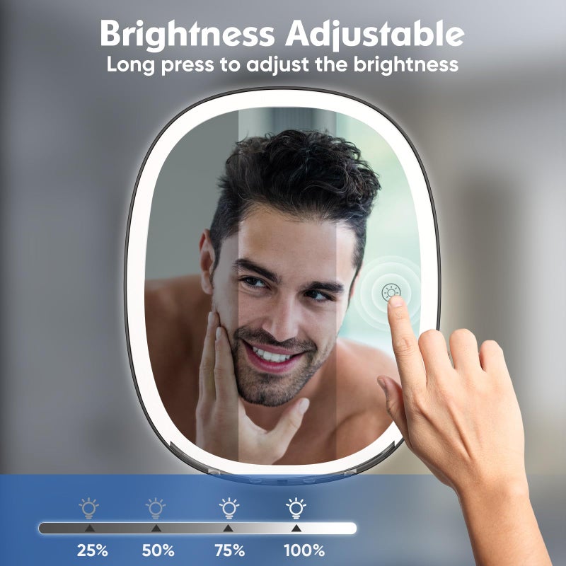 COSMIRROR Shower Mirror Fogless for Shaving with Razor Holders  No-Drilling  3-Color Dimmable Lights - Larger Anti-Fog Shower Mirror with Light Shatterproof & Waterproof for Men and Women - Image 5